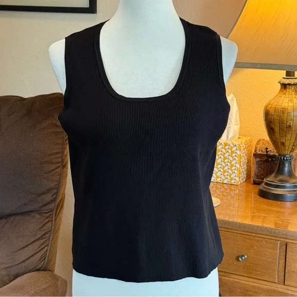 Coldwater Creek Rich Black Silk/Cotton Knit Shell - Picture 2 of 8